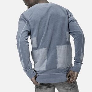 JOHN ELLIOTT Paneled Gray Crew Long Sleeve Shirt Top